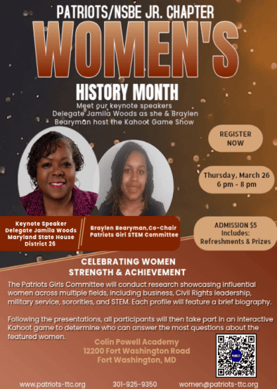 Womens History Month Flyer with leaders on it.