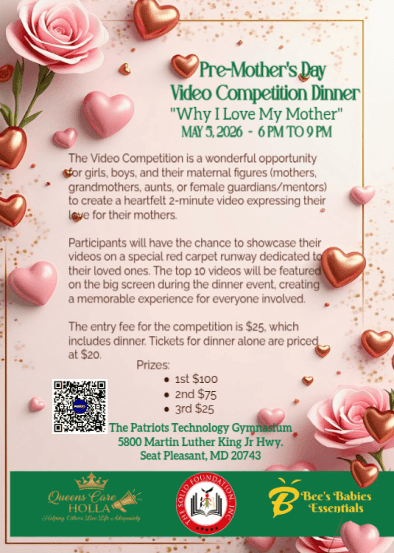 Pre-Mothers Day Event Flyer with ping hearts.